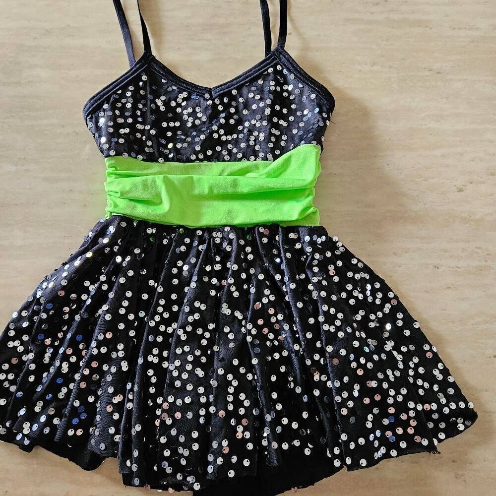 Costume gallery child medium pre loved gorgeous black and neon dance costume jaz